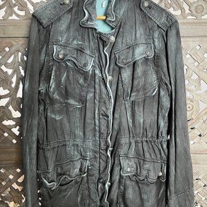 Free People Not Your Brother's Surplus Jacket Gray Blue